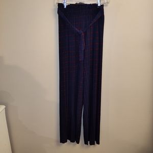 Blue and Red checkered wide leg pants